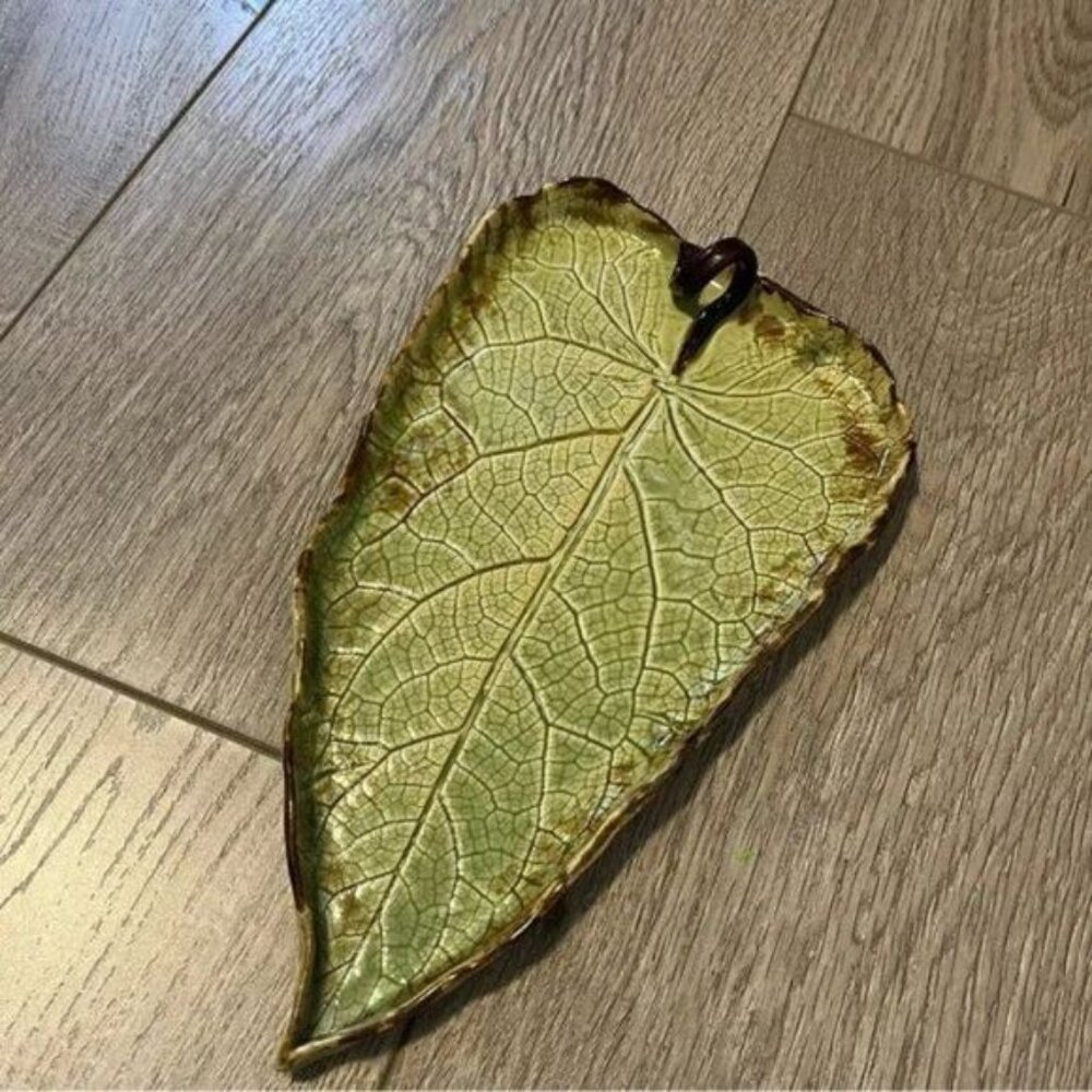 Hand made pottery leaf shape clay try by local Canadian Artist in Waterloo